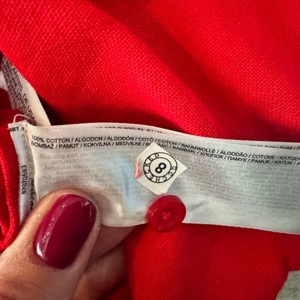 MANGO Red Scalloped Trim Cotton Button-Down Blouse (XS, NWT) E90 - Picture 8 of 8